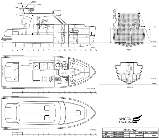 Trawler yatın genel yerleşim planı